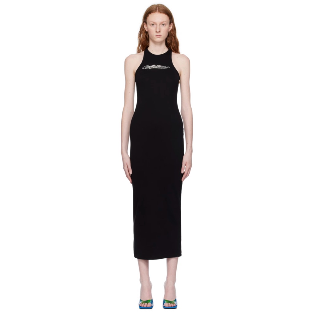 Nwt Off-White Black Bling Baseball Midi Dress Size Medium